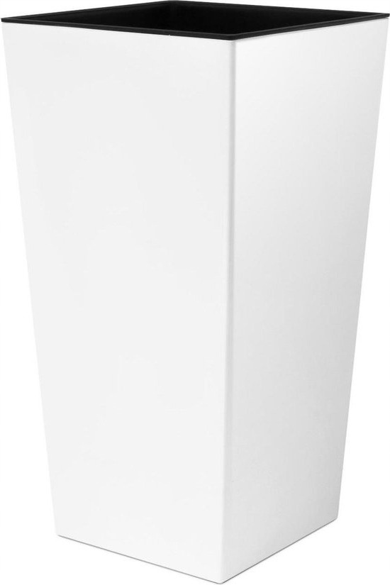 Kvetináč Prosperplast 16,5 cm x 16,5 x 42 cm biely plast + Vložka do štvorcových kvetináčov IPWKS225